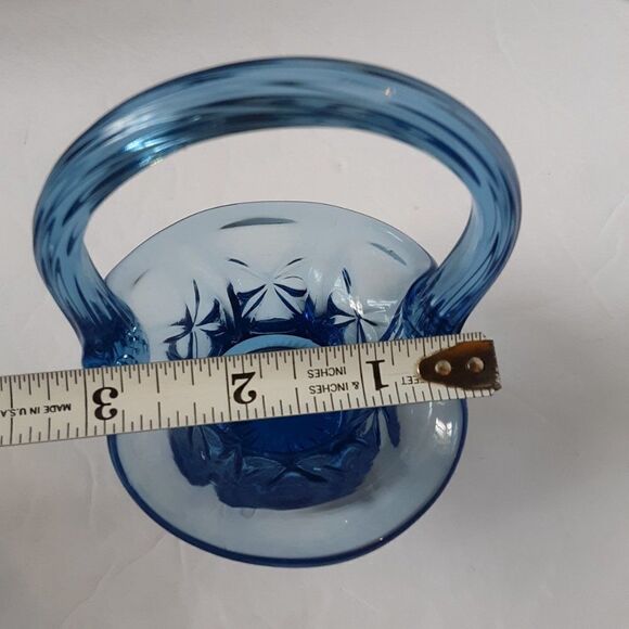 Fenton Small Glass Basket Blue Color - Picture 7 of 12
